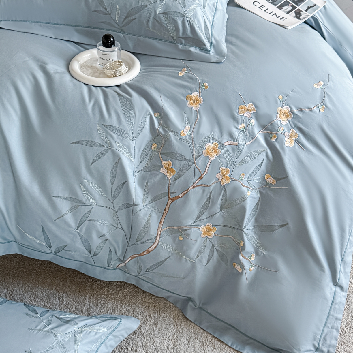 91家纺网 家纺一手货源 找家纺 （总）湘雪家居 2026新款纯棉全棉长绒棉刺绣绣花高端礼盒四件套-竹韵系列