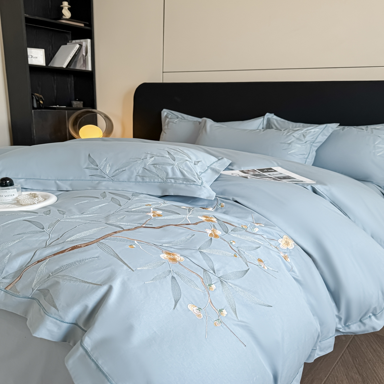 91家纺网 家纺一手货源 找家纺 （总）湘雪家居 2026新款纯棉全棉长绒棉刺绣绣花高端礼盒四件套-竹韵系列