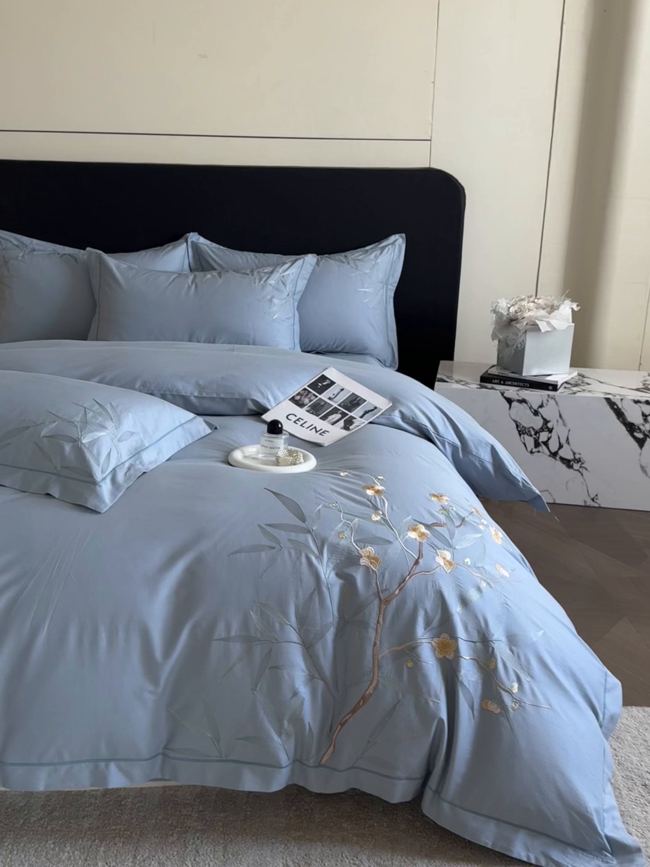 91家纺网 家纺一手货源 找家纺 （总）湘雪家居 2026新款纯棉全棉长绒棉刺绣绣花高端礼盒四件套-竹韵系列