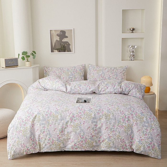 一米阳光 2026年春夏新款小清新全AA版全棉纯棉四件套 爱怜说---白