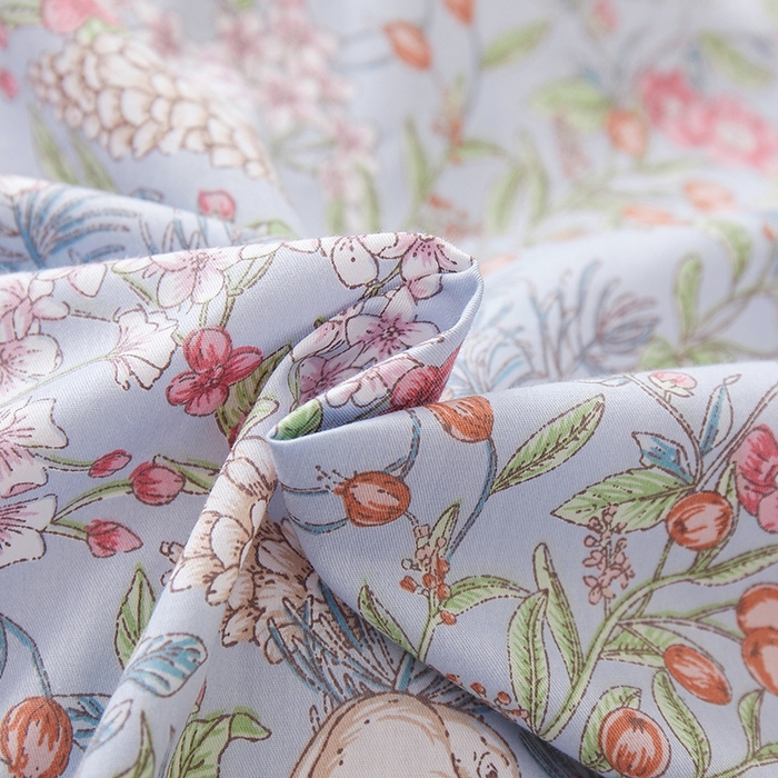 91家纺网 家纺一手货源 找家纺 一米阳光 2026年春夏新款小清新全AA版全棉纯棉四件套 爱怜说---蓝