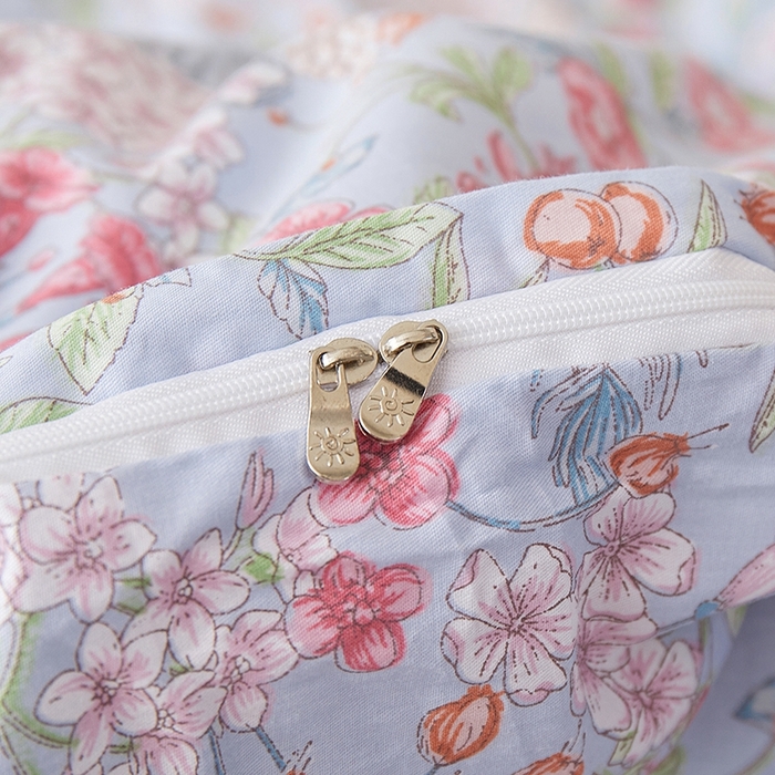 91家纺网 家纺一手货源 找家纺 一米阳光 2026年春夏新款小清新全AA版全棉纯棉四件套 爱怜说---蓝