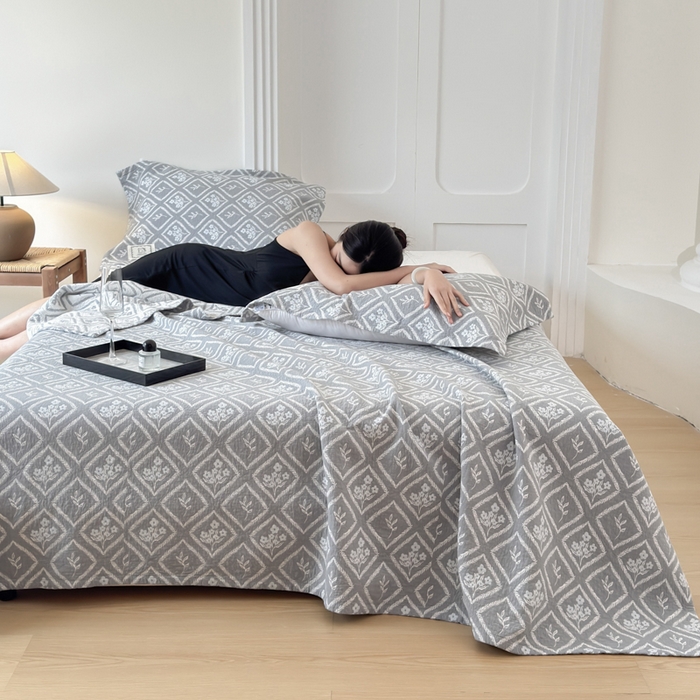 91家纺网 家纺一手货源 找家纺 （总）乐家毛巾被（工厂自产自销） 2026新款精梳安心棉色织提花床盖毛巾被两用