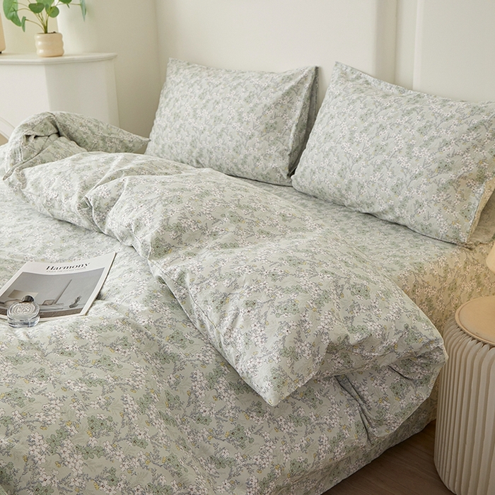 91家纺网 家纺一手货源 找家纺 一米阳光 2026年春夏新款小清新全AA版全棉纯棉四件套 朝花夕拾