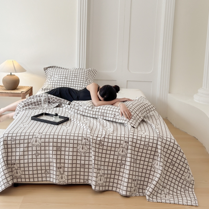 91家纺网 家纺一手货源 找家纺 （总）乐家毛巾被（工厂自产自销） 2026新款精梳安心棉色织提花床盖毛巾被两用