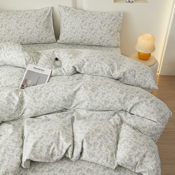 91家纺网 家纺一手货源 找家纺 一米阳光 2026年春夏新款小清新全AA版全棉纯棉四件套 朝花夕拾