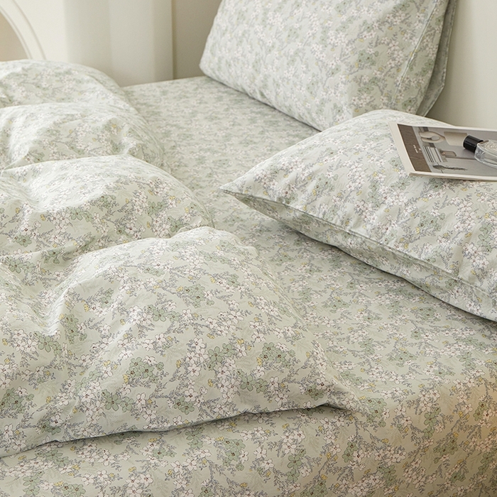 91家纺网 家纺一手货源 找家纺 一米阳光 2026年春夏新款小清新全AA版全棉纯棉四件套 朝花夕拾