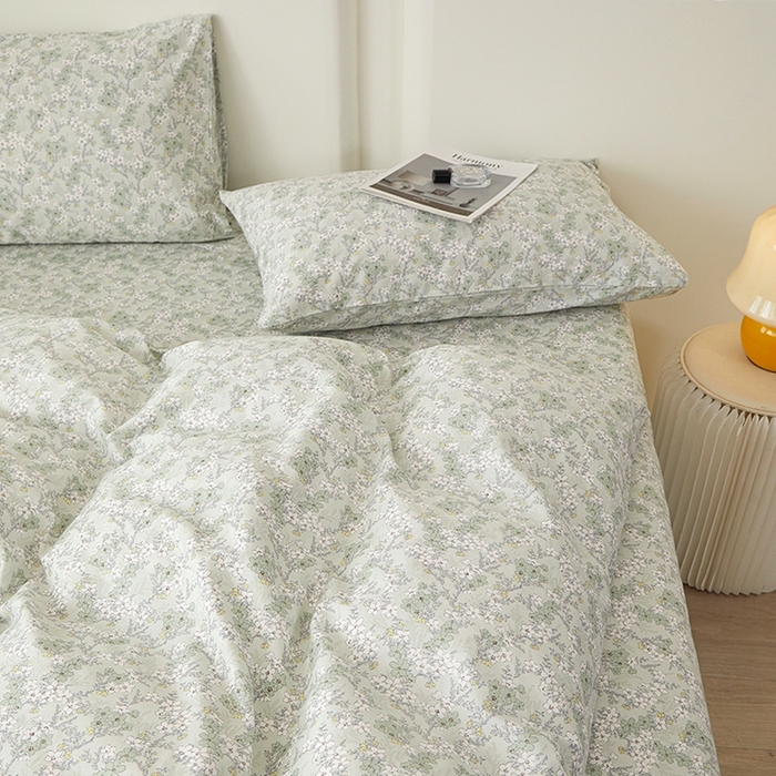 91家纺网 家纺一手货源 找家纺 一米阳光 2026年春夏新款小清新全AA版全棉纯棉四件套 朝花夕拾