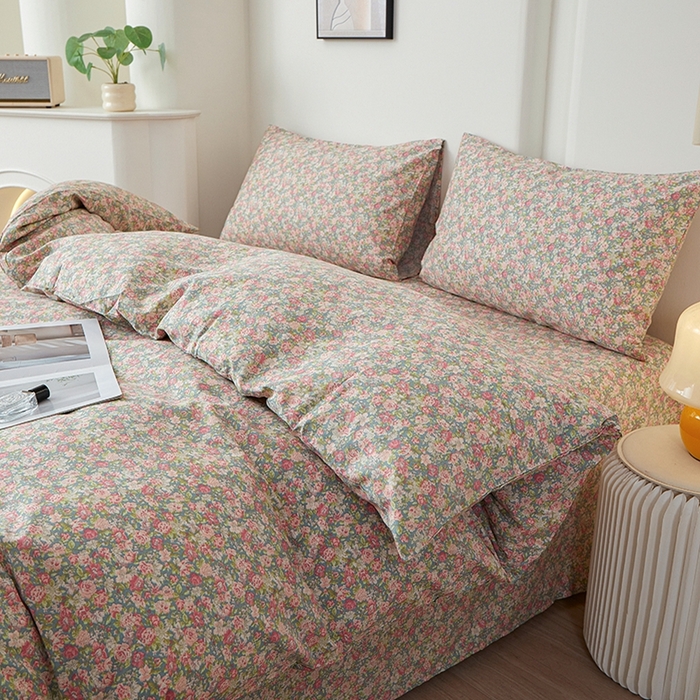 91家纺网 家纺一手货源 找家纺 一米阳光 2026年春夏新款小清新全AA版全棉纯棉四件套 花墙