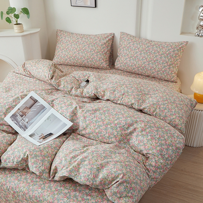 91家纺网 家纺一手货源 找家纺 一米阳光 2026年春夏新款小清新全AA版全棉纯棉四件套 花墙