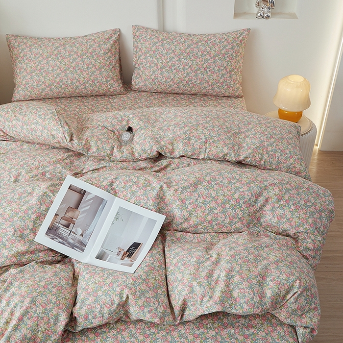 91家纺网 家纺一手货源 找家纺 一米阳光 2026年春夏新款小清新全AA版全棉纯棉四件套 花墙