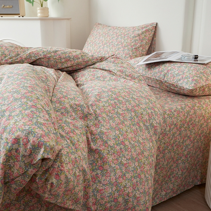 91家纺网 家纺一手货源 找家纺 一米阳光 2026年春夏新款小清新全AA版全棉纯棉四件套 花墙