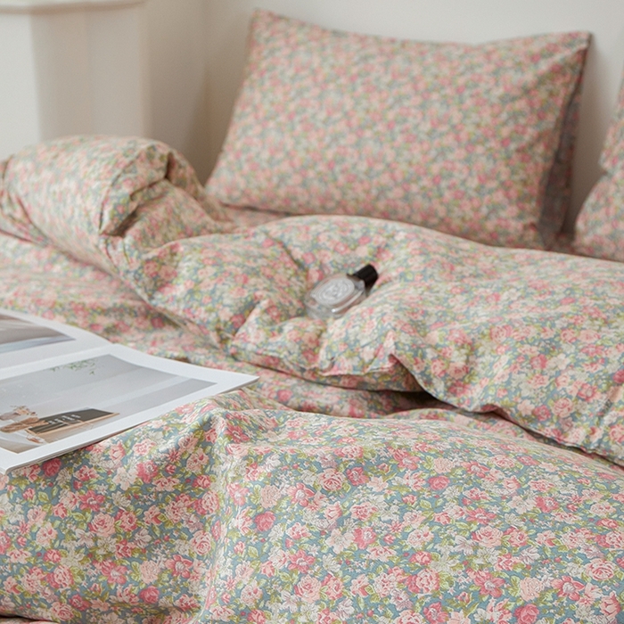 91家纺网 家纺一手货源 找家纺 一米阳光 2026年春夏新款小清新全AA版全棉纯棉四件套 花墙