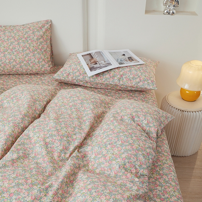 91家纺网 家纺一手货源 找家纺 一米阳光 2026年春夏新款小清新全AA版全棉纯棉四件套 花墙