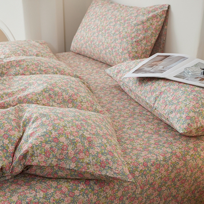 91家纺网 家纺一手货源 找家纺 一米阳光 2026年春夏新款小清新全AA版全棉纯棉四件套 花墙