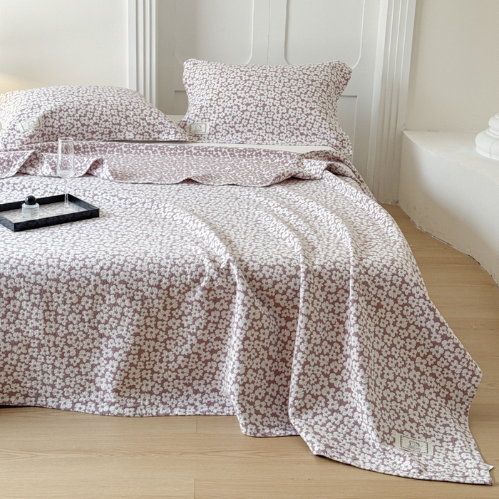 91家纺网 家纺一手货源 找家纺 乐家毛巾被（工厂自产自销） 2026新款精梳安心棉色织提花床盖毛巾被两用 繁花床盖