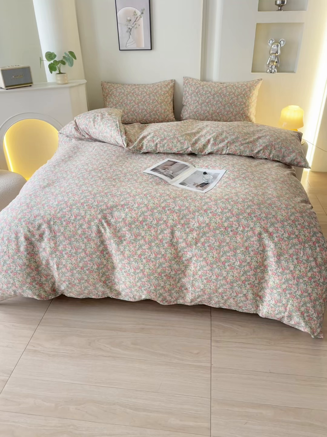 91家纺网 家纺一手货源 找家纺 一米阳光 2026年春夏新款小清新全AA版全棉纯棉四件套 花墙