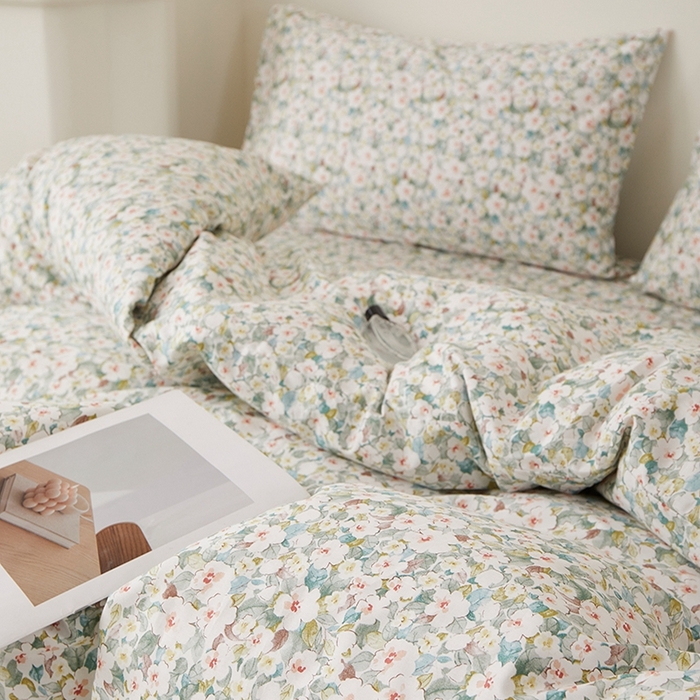 91家纺网 家纺一手货源 找家纺 一米阳光 2026年春夏新款小清新全AA版全棉纯棉四件套 可颂