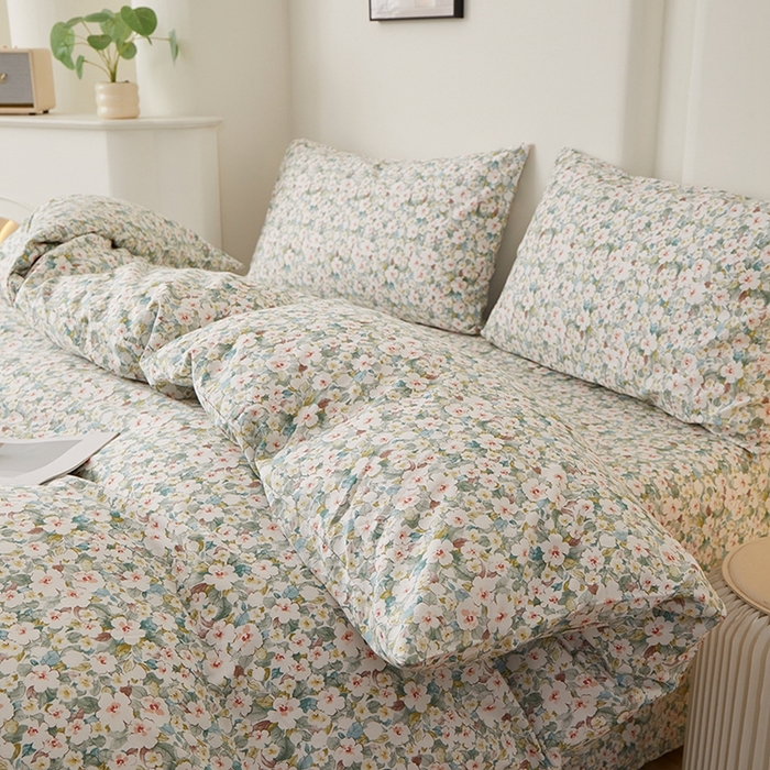 91家纺网 家纺一手货源 找家纺 一米阳光 2026年春夏新款小清新全AA版全棉纯棉四件套 可颂