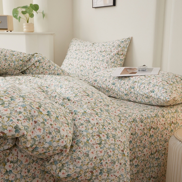 91家纺网 家纺一手货源 找家纺 一米阳光 2026年春夏新款小清新全AA版全棉纯棉四件套 可颂