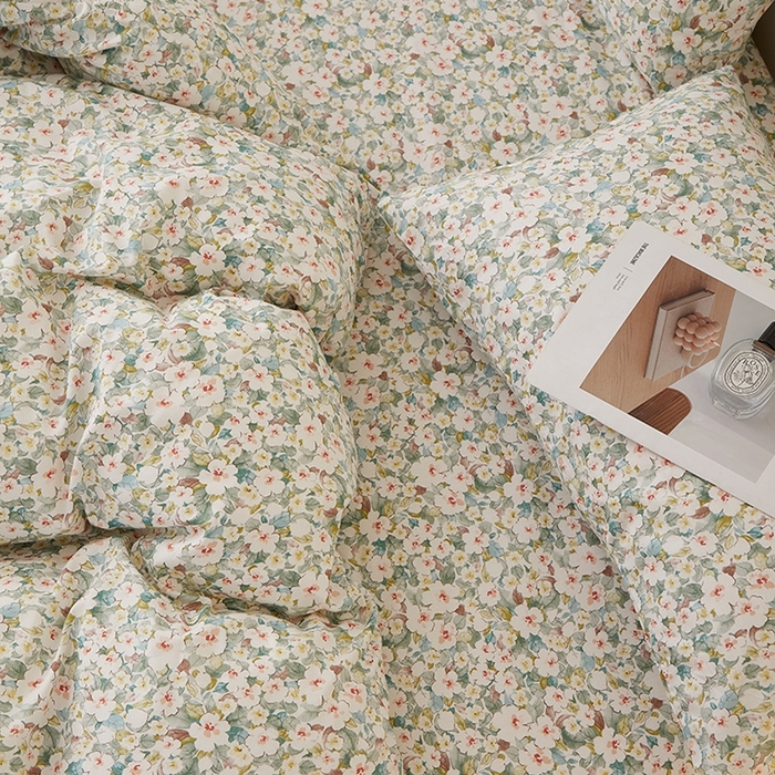 91家纺网 家纺一手货源 找家纺 一米阳光 2026年春夏新款小清新全AA版全棉纯棉四件套 可颂