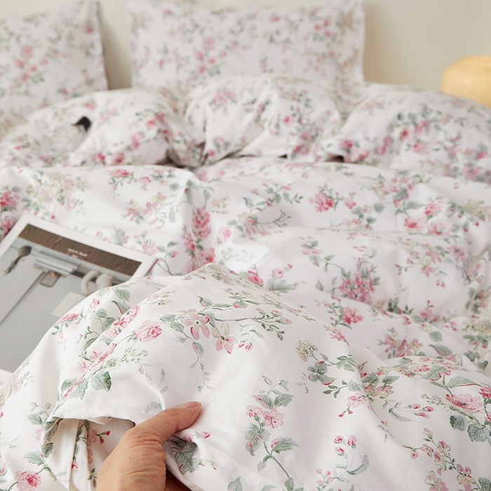 91家纺网 家纺一手货源 找家纺 一米阳光 2026年春夏新款小清新全AA版全棉纯棉四件套 洛克庄园AA