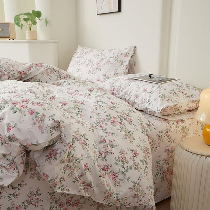 91家纺网 家纺一手货源 找家纺 一米阳光 2026年春夏新款小清新全AA版全棉纯棉四件套 洛克庄园AA