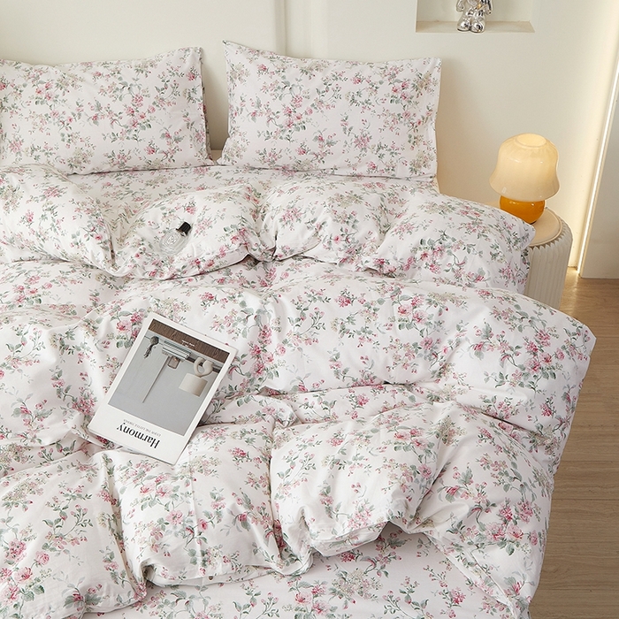 91家纺网 家纺一手货源 找家纺 一米阳光 2026年春夏新款小清新全AA版全棉纯棉四件套 洛克庄园AA