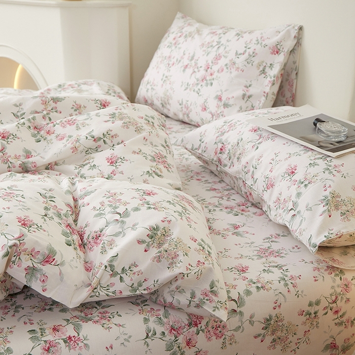 91家纺网 家纺一手货源 找家纺 一米阳光 2026年春夏新款小清新全AA版全棉纯棉四件套 洛克庄园AA