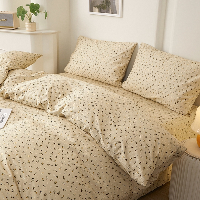 91家纺网 家纺一手货源 找家纺 一米阳光 2026年春夏新款小清新全AA版全棉纯棉四件套 莫妮卡