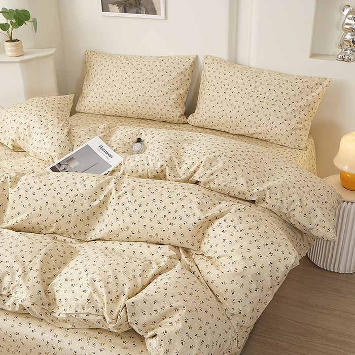 91家纺网 家纺一手货源 找家纺 一米阳光 2026年春夏新款小清新全AA版全棉纯棉四件套 莫妮卡