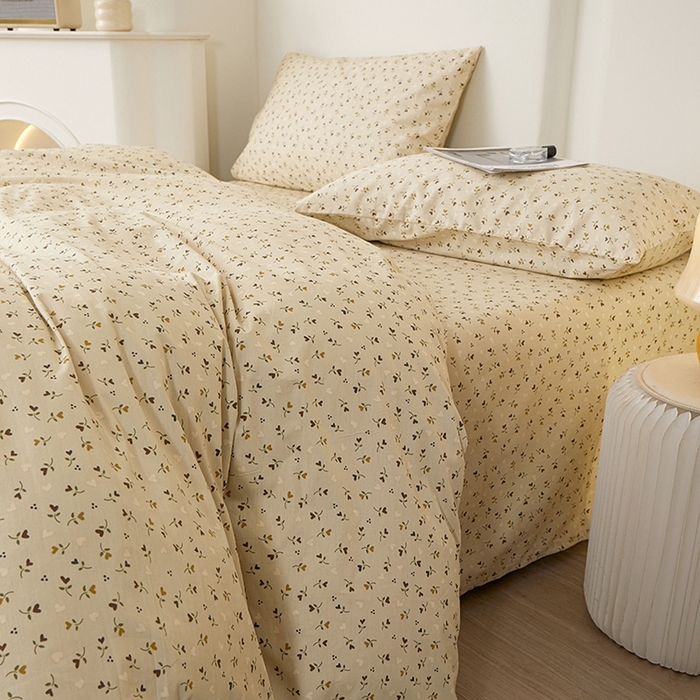 91家纺网 家纺一手货源 找家纺 一米阳光 2026年春夏新款小清新全AA版全棉纯棉四件套 莫妮卡