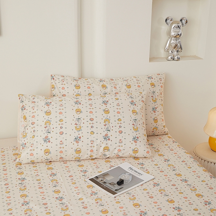 91家纺网 家纺一手货源 找家纺 一米阳光 2026年春夏新款小清新全AA版全棉纯棉四件套 奶呼呼