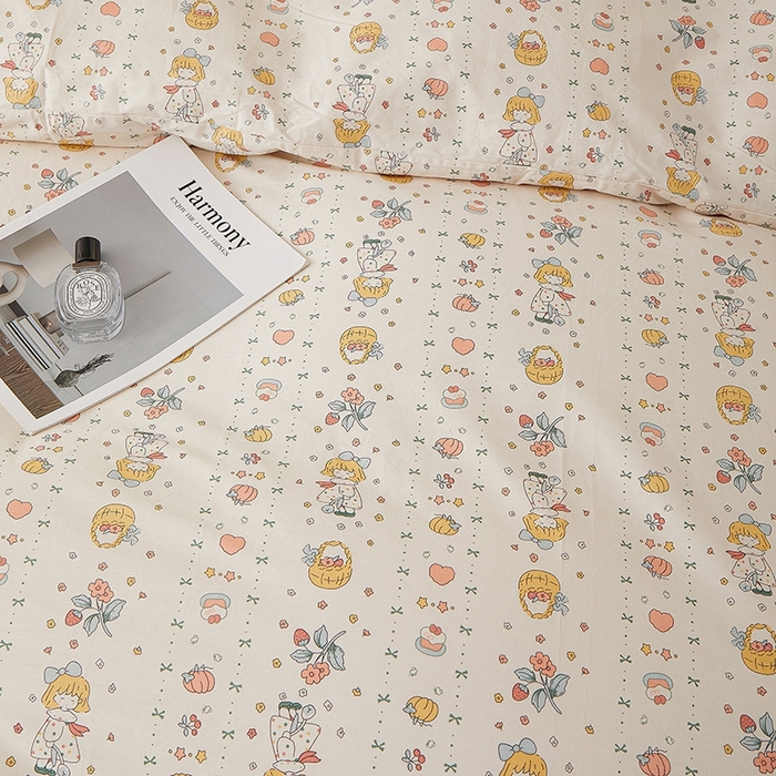 91家纺网 家纺一手货源 找家纺 一米阳光 2026年春夏新款小清新全AA版全棉纯棉四件套 奶呼呼