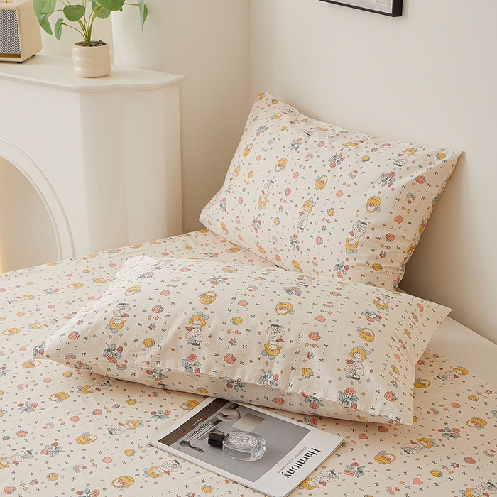 91家纺网 家纺一手货源 找家纺 一米阳光 2026年春夏新款小清新全AA版全棉纯棉四件套 奶呼呼