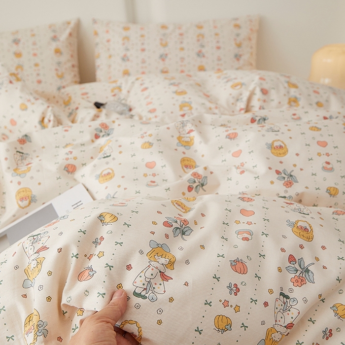 91家纺网 家纺一手货源 找家纺 一米阳光 2026年春夏新款小清新全AA版全棉纯棉四件套 奶呼呼