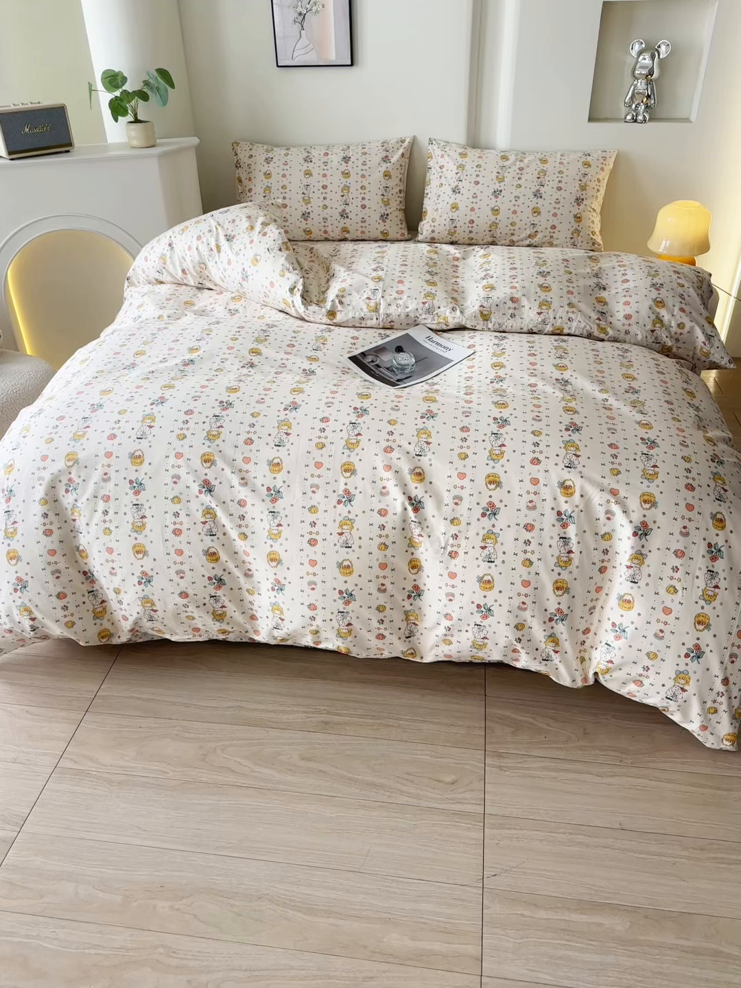 91家纺网 家纺一手货源 找家纺 一米阳光 2026年春夏新款小清新全AA版全棉纯棉四件套 奶呼呼