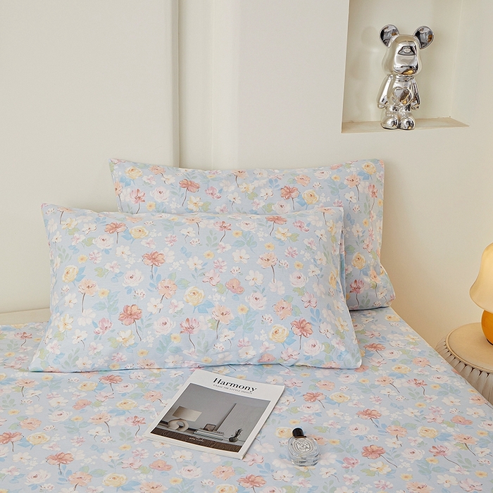 91家纺网 家纺一手货源 找家纺 一米阳光 2026年春夏新款小清新全AA版全棉纯棉四件套 浅浅花香