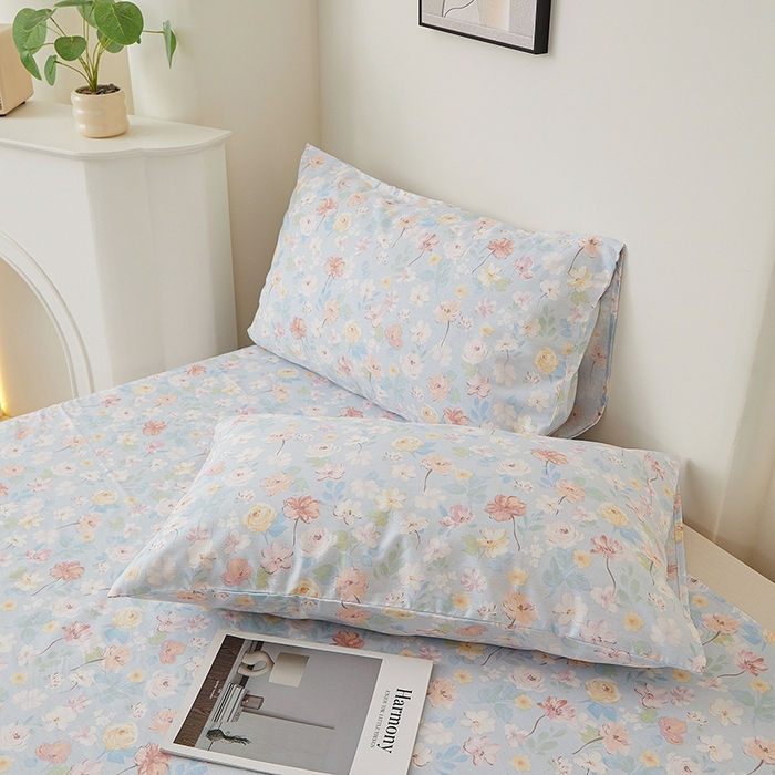 91家纺网 家纺一手货源 找家纺 一米阳光 2026年春夏新款小清新全AA版全棉纯棉四件套 浅浅花香