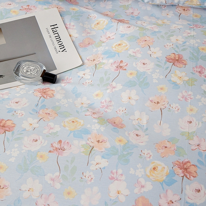 91家纺网 家纺一手货源 找家纺 一米阳光 2026年春夏新款小清新全AA版全棉纯棉四件套 浅浅花香