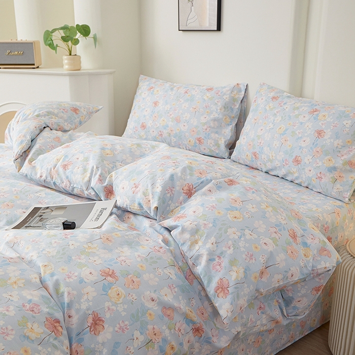 91家纺网 家纺一手货源 找家纺 一米阳光 2026年春夏新款小清新全AA版全棉纯棉四件套 浅浅花香