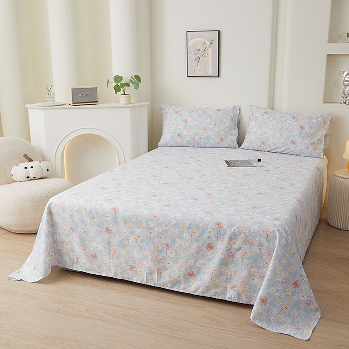 91家纺网 家纺一手货源 找家纺 一米阳光 2026年春夏新款小清新全AA版全棉纯棉四件套 浅浅花香