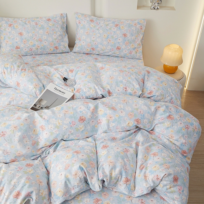 91家纺网 家纺一手货源 找家纺 一米阳光 2026年春夏新款小清新全AA版全棉纯棉四件套 浅浅花香