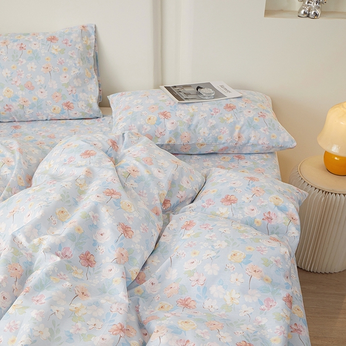 91家纺网 家纺一手货源 找家纺 一米阳光 2026年春夏新款小清新全AA版全棉纯棉四件套 浅浅花香