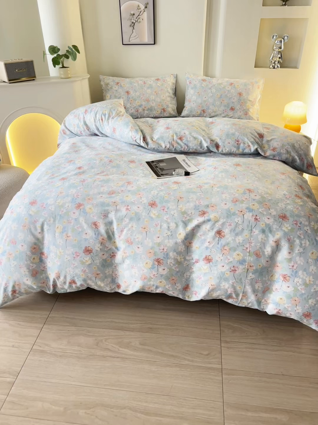 91家纺网 家纺一手货源 找家纺 一米阳光 2026年春夏新款小清新全AA版全棉纯棉四件套 浅浅花香