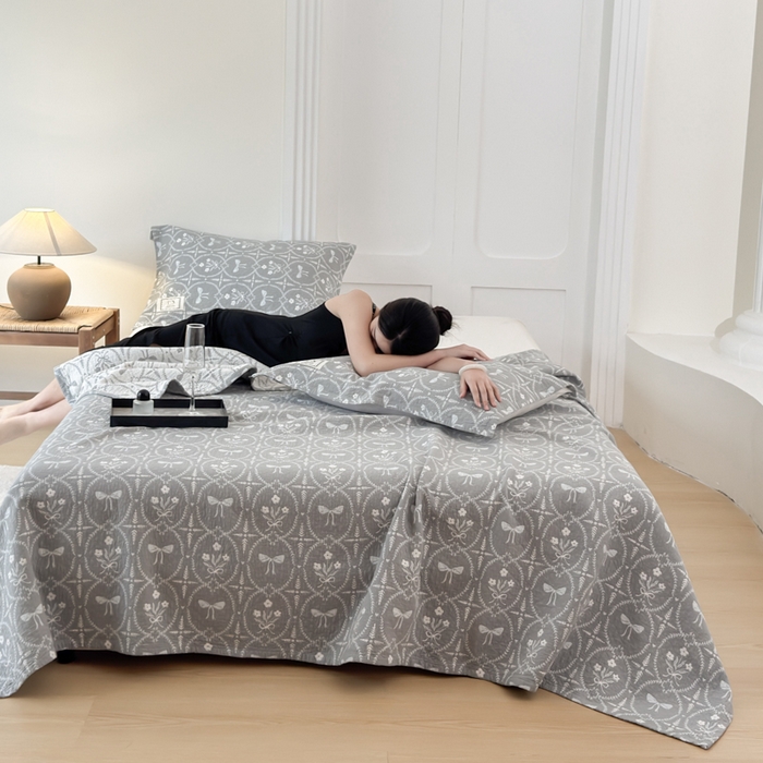 乐家毛巾被（工厂自产自销） 2026新款精梳安心棉色织提花床盖毛巾被两用 花束来信床盖