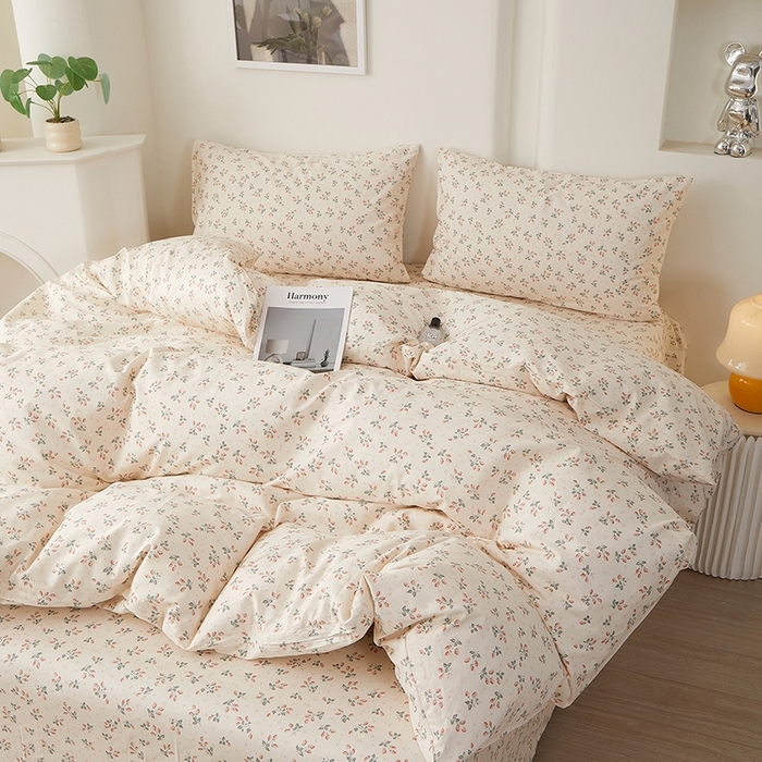 91家纺网 家纺一手货源 找家纺 一米阳光 2026年春夏新款小清新全AA版全棉纯棉四件套 夏沁AA