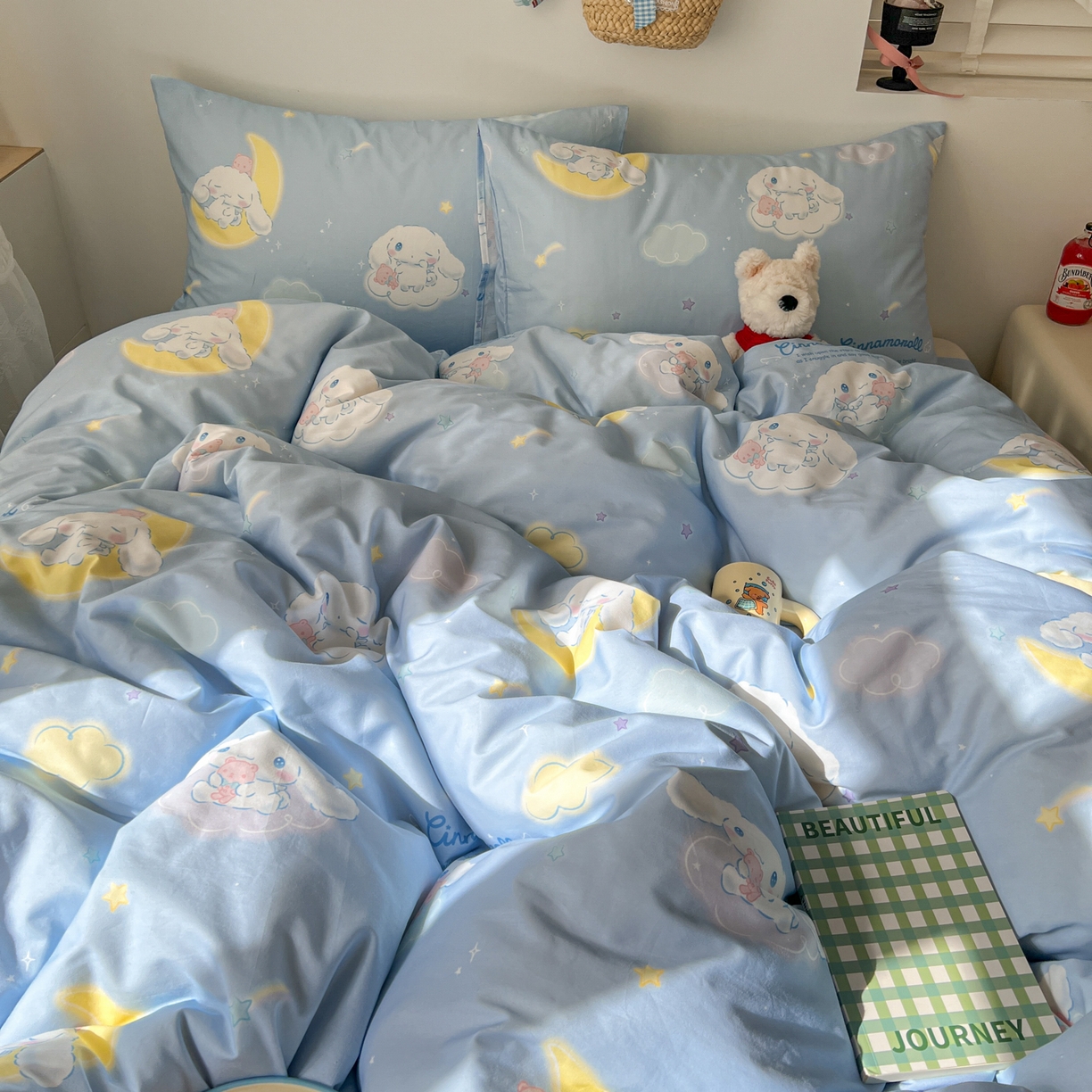 91家纺网 家纺一手货源 找家纺 耀悦家纺 2026新款纯棉四件套正版授权三丽鸥卡通床单床笠被套枕套 玉桂狗晚安