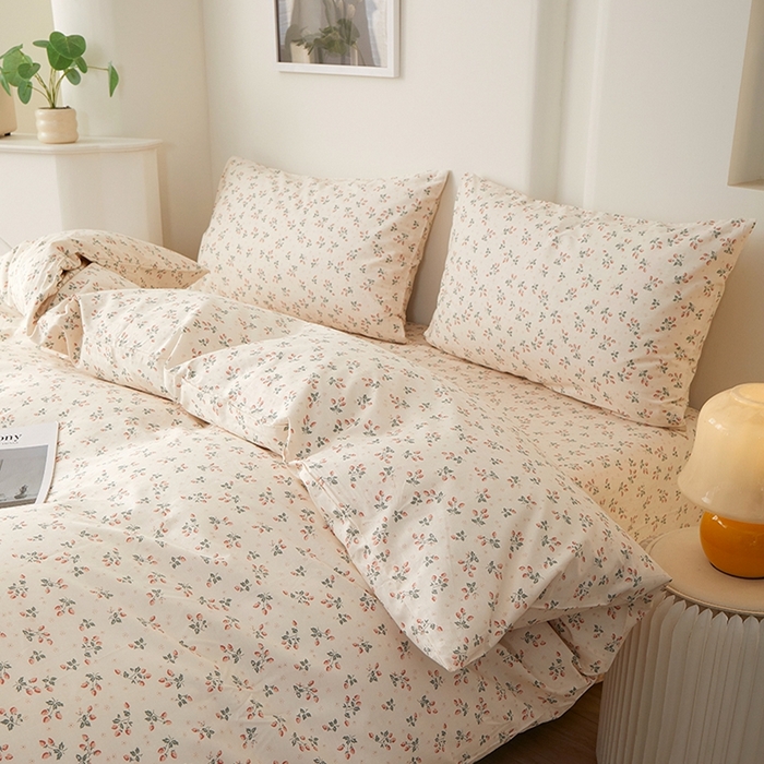 91家纺网 家纺一手货源 找家纺 一米阳光 2026年春夏新款小清新全AA版全棉纯棉四件套 夏沁AA