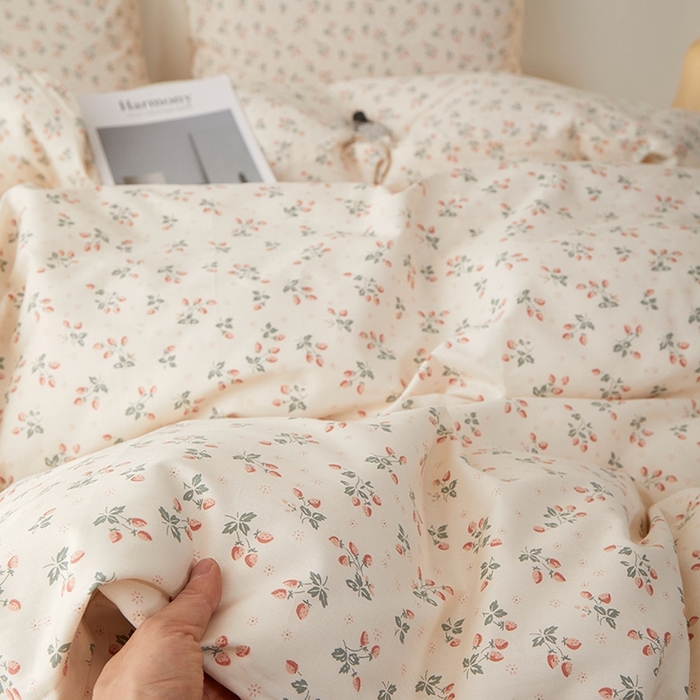 91家纺网 家纺一手货源 找家纺 一米阳光 2026年春夏新款小清新全AA版全棉纯棉四件套 夏沁AA